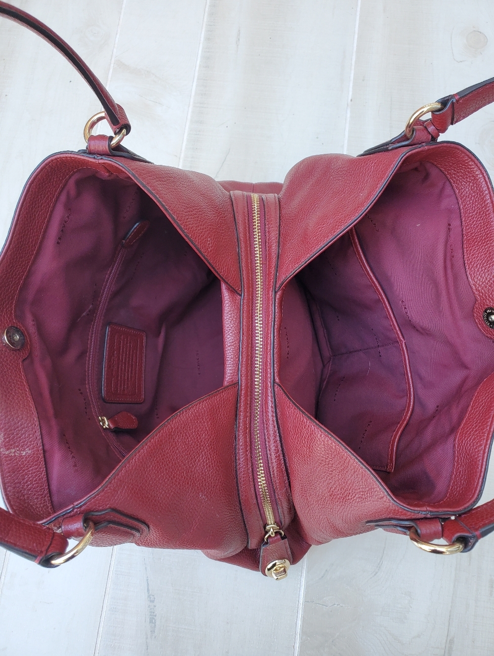 Coach Edie Hobo Satchel In Burgundy - Picture 8 of 11